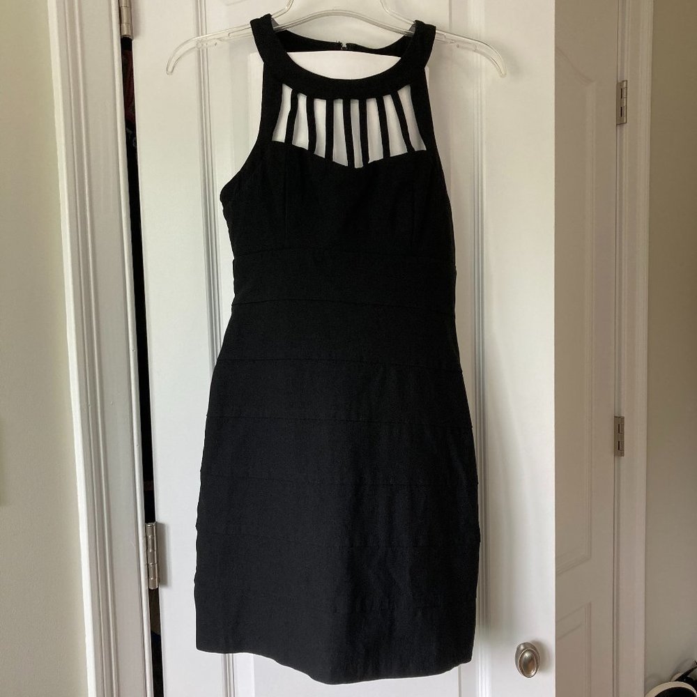 Trixxi Black Caged Front Bodycon Dress Size 3